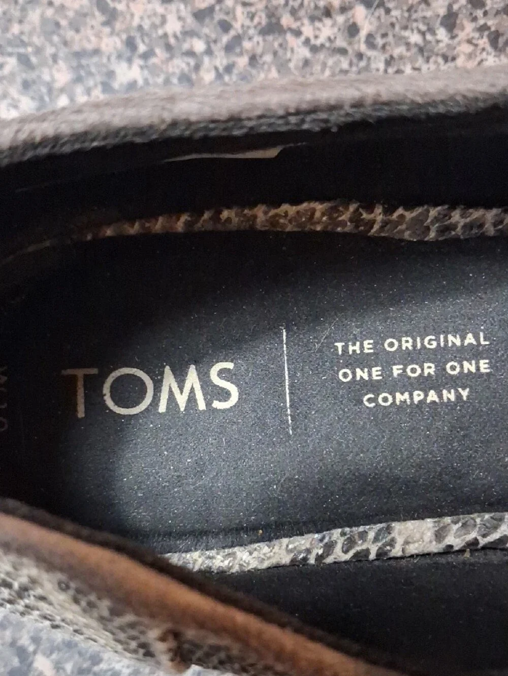 Toms Women's Snake-Print Slip-On Loafers in Black and Gray Size 10